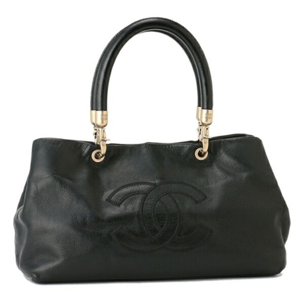 Caviar Skin Leather Cowhide Black Champagne Gold Metal Fittings - Picture 1 of 6